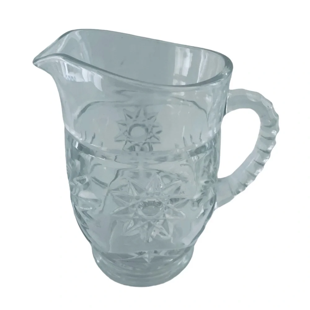 Vintage Prescut Clear Pressed Glass Small Pitcher by Anchor Hocking MCM